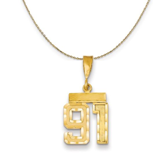 14k Yellow Gold Varsity Sm D/C Necklace Number 91 - 30 Inch